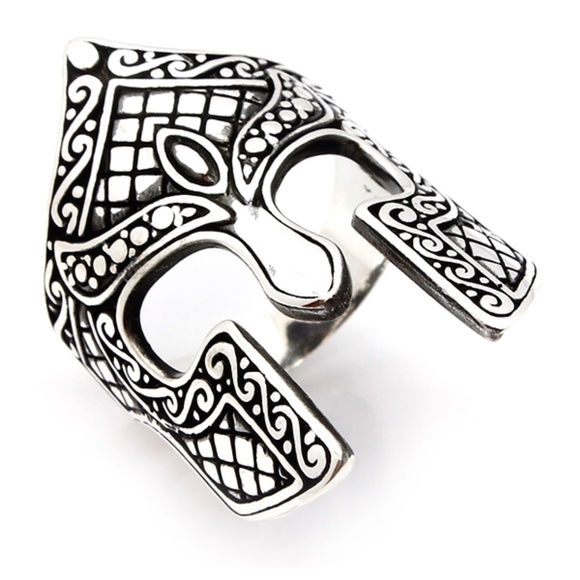 925 Sterling Silver Spartan Helmet Men Ring - Picture 1 of 3